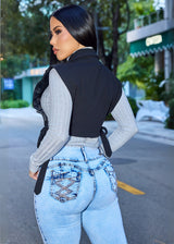 MX JEANS Butt Lift Mid Rise Light Acid Wash Skinny Jeans