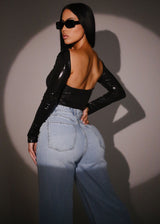 Super High Waist Cuffed Wide Leg Cotton Jeans Light Wash
