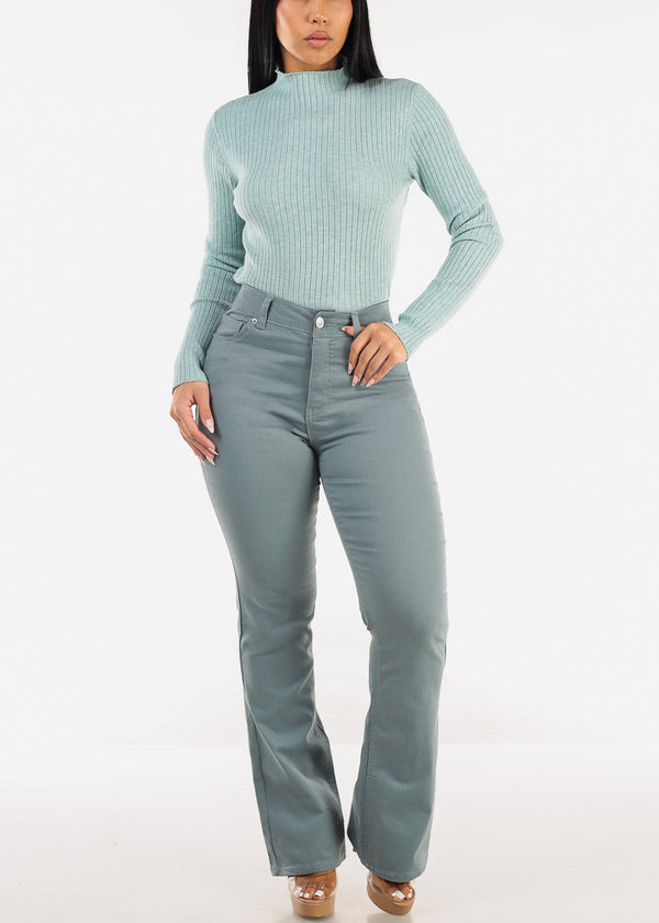 Super High Waist Butt Lift Bootcut Jeans Stone Blue