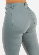 Super High Waist Butt Lift Bootcut Jeans Stone Blue