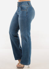 Butt Lift High Waist Stretch Straight Leg Jeans Med Blue