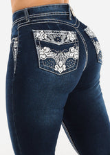 Butt Lift High Rise Stretchy Bootcut Jeans Dark Navy