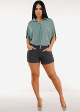 MX JEANS High Waist Hyper Stretch Butt Lifting Mid Thigh Shorts Grey