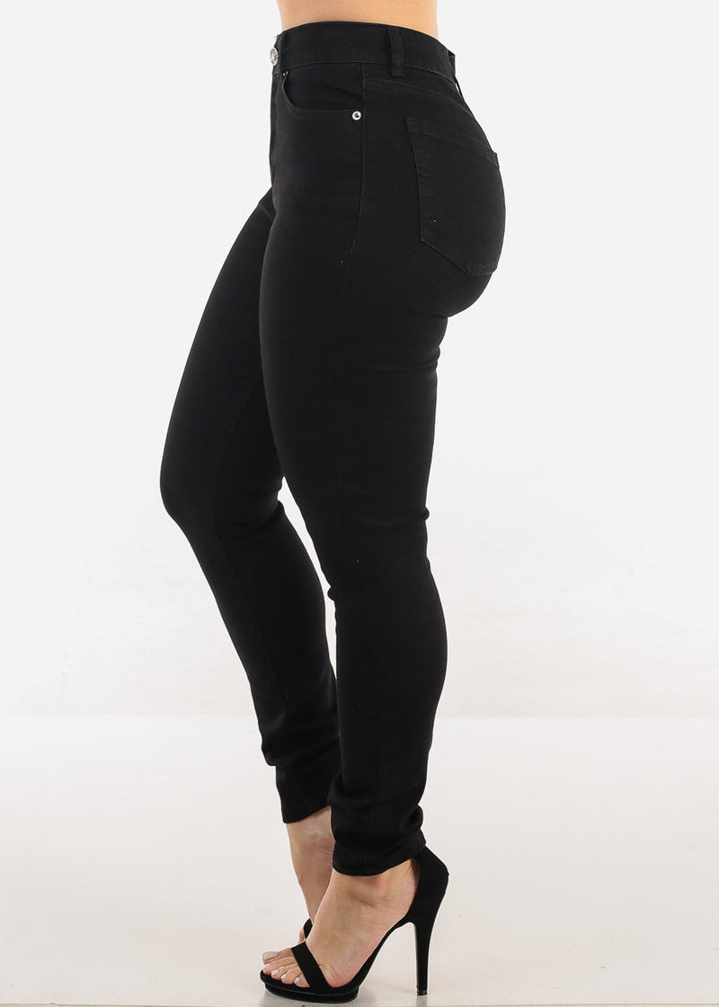 Super High Waist Stretch Skinny Jeans Black