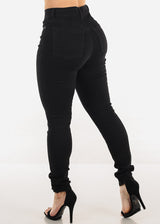 Super High Waist Stretch Skinny Jeans Black