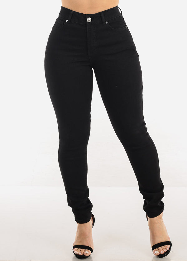 Super High Waist Stretch Skinny Jeans Black