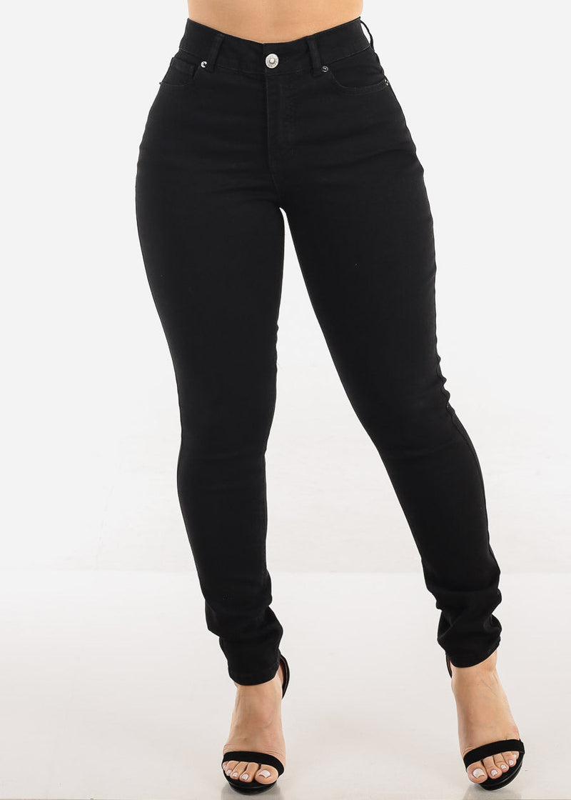 Super High Waist Stretch Skinny Jeans Black