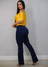 Super High Waist Butt Lift Bootcut Jeans Dark Wash
