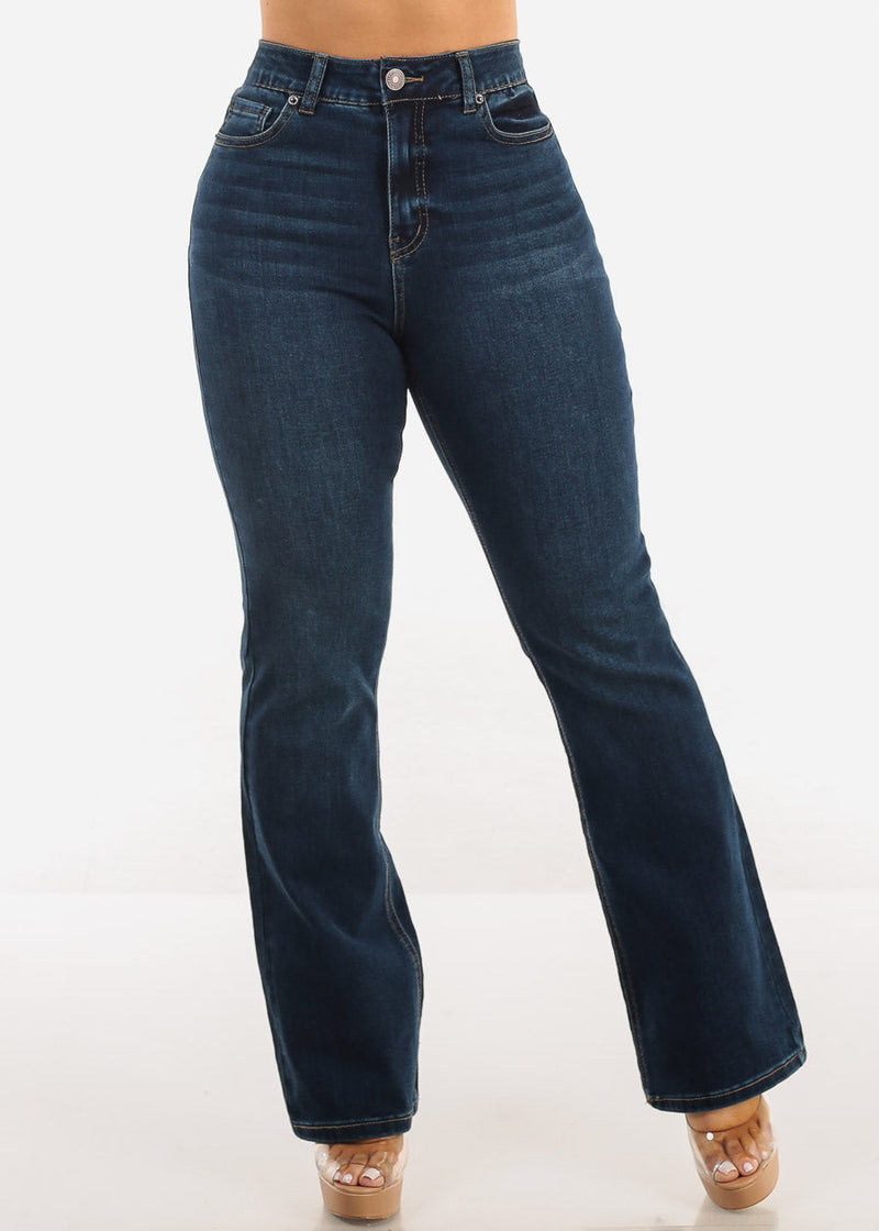Super High Waist Butt Lift Bootcut Jeans Dark Wash