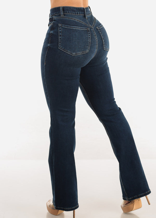 Super High Waist Butt Lift Bootcut Jeans Dark Wash