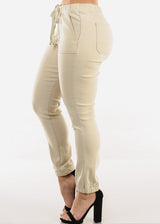 High Waist Hyper Stretch Cuffed Jogger Pants Sand