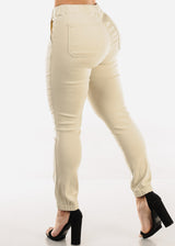 High Waist Hyper Stretch Cuffed Jogger Pants Sand