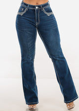 Butt Lift Mid Rise Stretchy Bootcut Jeans Med Blue
