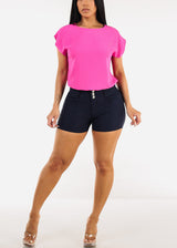 MX JEANS High Waist Hyper Stretch Butt Lifting Shorts Navy