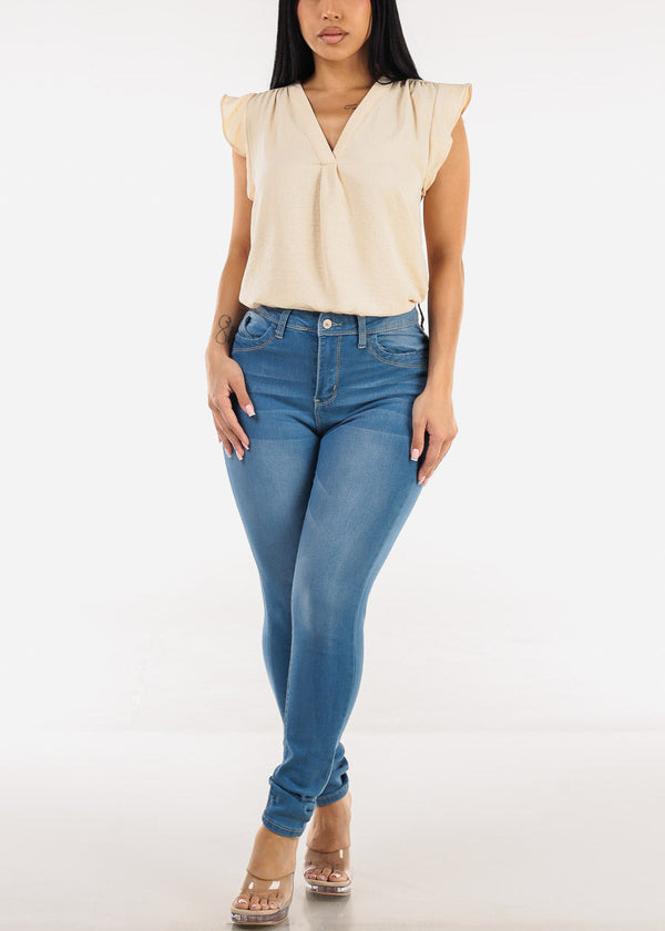 Butt Lift Super High Waist Stretch Light Skinny Jeans