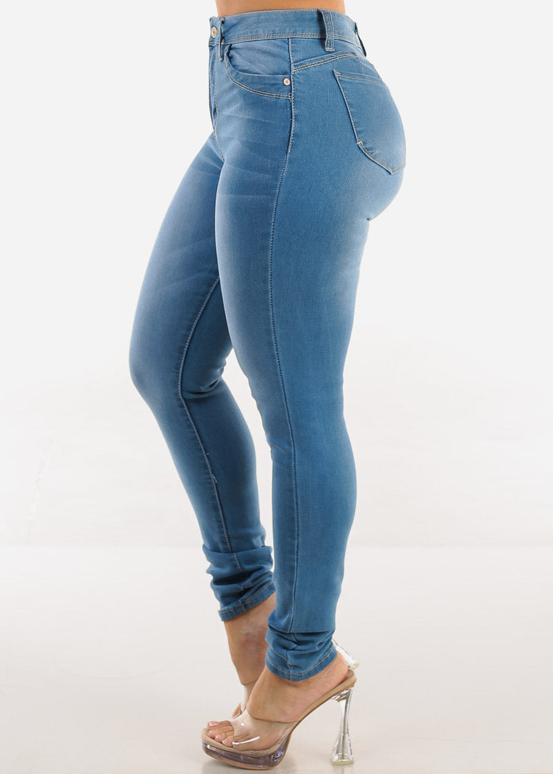 Butt Lift Super High Waist Stretch Light Skinny Jeans