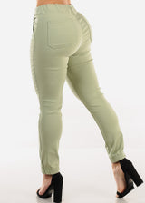 High Waist Hyper Stretch Cuffed Jogger Pants Sage