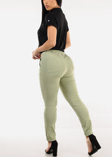 High Waist Hyper Stretch Cuffed Jogger Pants Sage