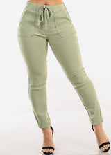 High Waist Hyper Stretch Cuffed Jogger Pants Sage