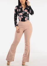 Butt Lift Super High Waist Bootcut Pants Light Pink