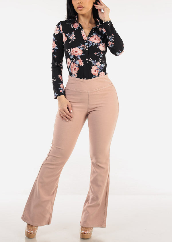 Butt Lift Super High Waist Bootcut Pants Light Pink