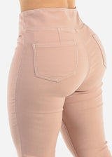 Butt Lift Super High Waist Bootcut Pants Light Pink