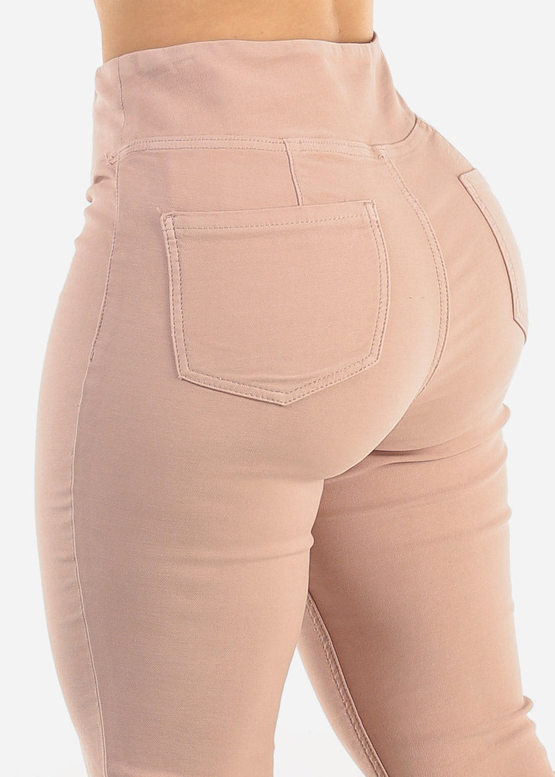 Butt Lift Super High Waist Bootcut Pants Light Pink