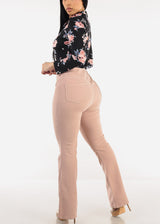 Butt Lift Super High Waist Bootcut Pants Light Pink