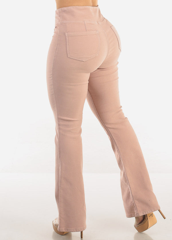 Butt Lift Super High Waist Bootcut Pants Light Pink