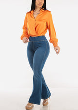 Butt Lift Super High Waist Bootcut Denim Pants Med Blue
