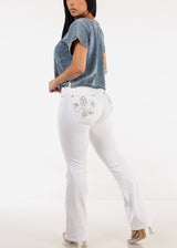 White Mid Rise Stretchy Bootcut Jeans