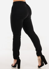 High Waist Hyper Stretch Cuffed Jogger Pants Black