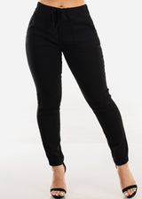 High Waist Hyper Stretch Cuffed Jogger Pants Black