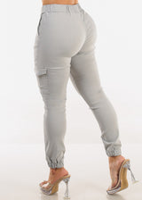 Hyper Stretch High Rise Cargo Jogger Pants Grey