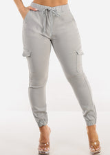 Hyper Stretch High Rise Cargo Jogger Pants Grey