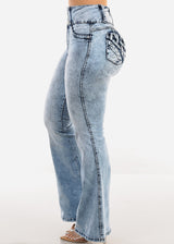 Butt Lift Acid Wash Flared Bootcut Jeans