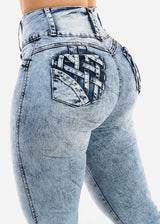 Butt Lift Acid Wash Flared Bootcut Jeans