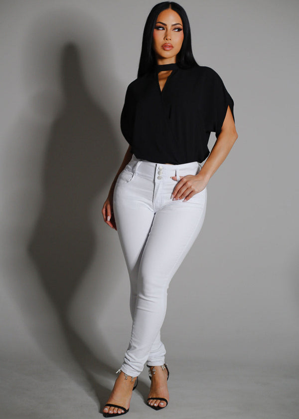 Butt Lift High Waist White Skinny Jeans