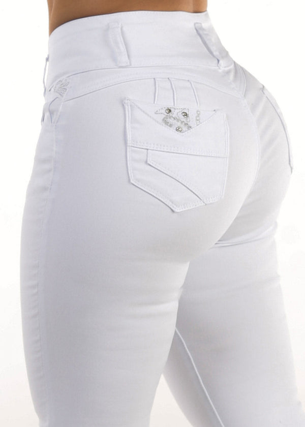 Butt Lift High Waist White Skinny Jeans