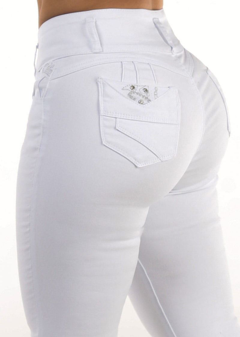 Butt Lift High Waist White Skinny Jeans