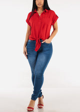 Stretchy Classic High Waisted Skinny Jeans Med Blue