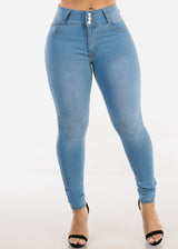 Levantacola High Rise Light Skinny Jeans w Pocket Design