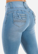 Levantacola High Rise Light Skinny Jeans w Pocket Design