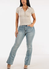 High Waist Stretchy Bootcut Jeans Light Wash