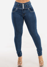 Levantacola High Rise Skinny Jeans Dark Bleach Wash