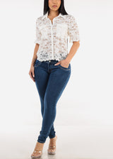 Levantacola High Rise Skinny Jeans Dark Bleach Wash
