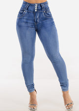 Butt Lift Super High Waist Skinny Jeans w Back Pocket Design