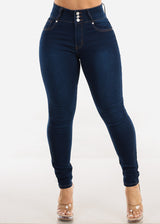 Levantacola High Rise Dark Skinny Jeans w Pocket Design