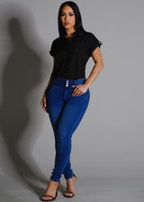 Levantacola High Waisted Skinny Jeans Indigo