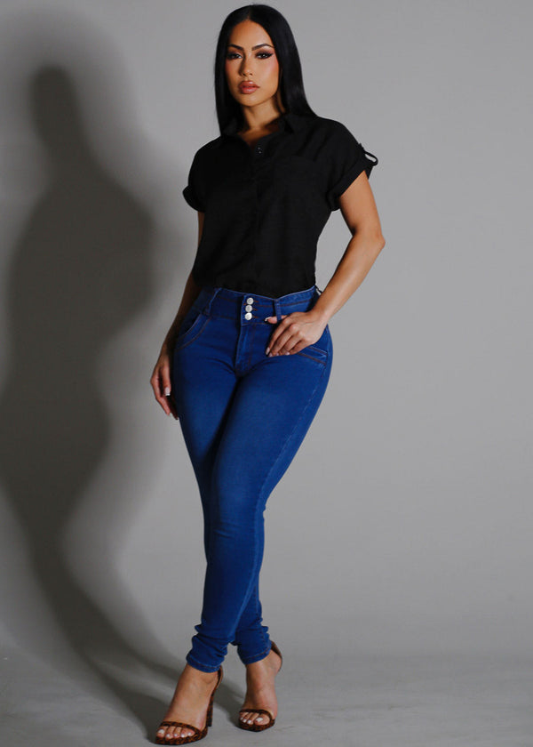 Levantacola High Waisted Skinny Jeans Indigo